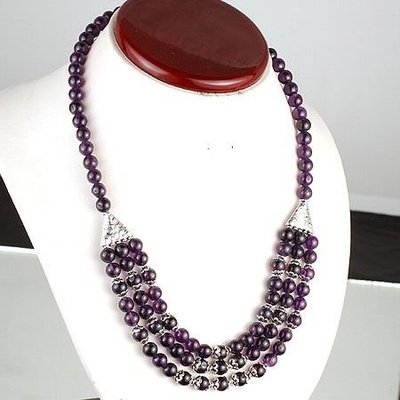 Collier en amethyste naturelle + boucles d'oreilles offertes 479.00 cts