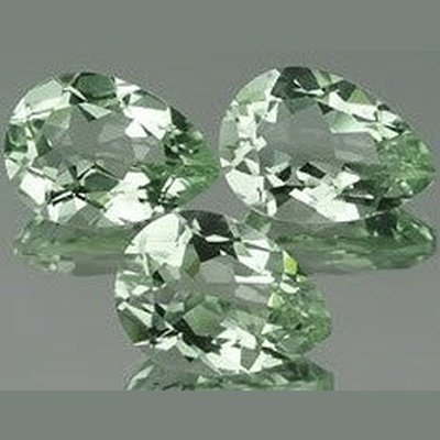 Prasiolite naturelle poire a facettes 14x10 mm 3.30 carats