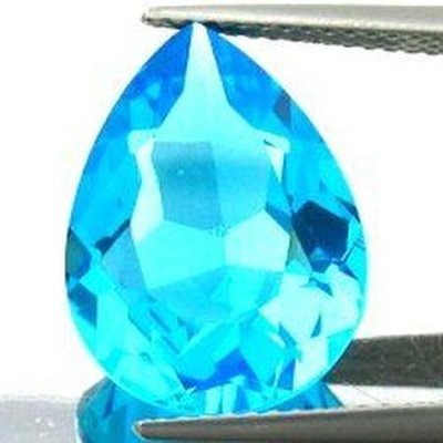 Topaze bleu suisse poire a facettes 20x15 mm 22.00 carats