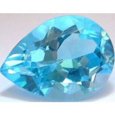 Topaze bleu suisse poire a facettes 9x6 mm 1.85 carats