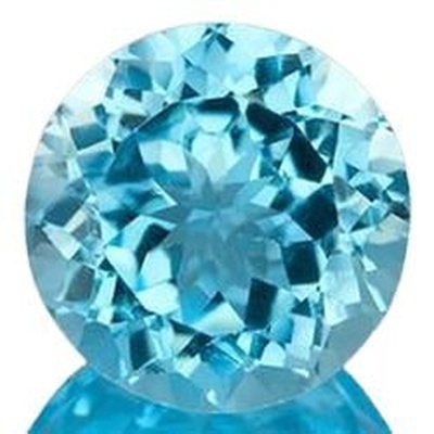 Topaze bleu suisse ronde a facettes 10 mm 5.00 carats