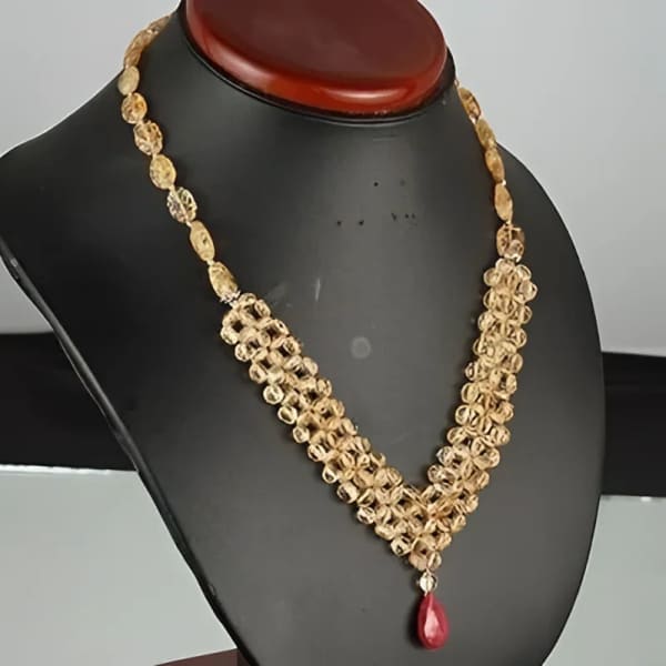 Collier en citrine et rubis + boucles d'oreilles offertes 265.00 cts