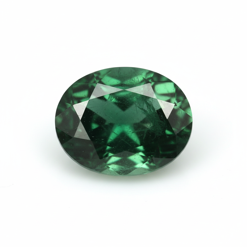 Emeraude hydrothermale ovale a facettes 6x4 mm 0.46 carat
