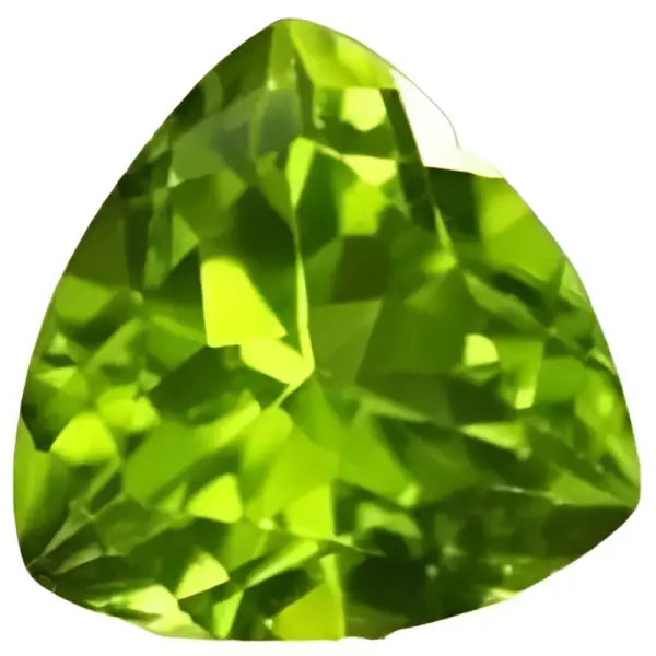 Peridot naturel trilliant a facettes 7x7 mm 1.15 carat