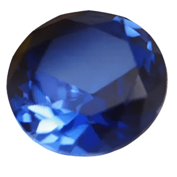 Saphir synthétique verneuil taille ronde à facettes 5x5 mm 0.60 carat