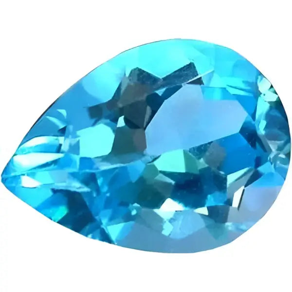 Topaze bleu suisse poire a facettes 10x7 mm 2.10 carats