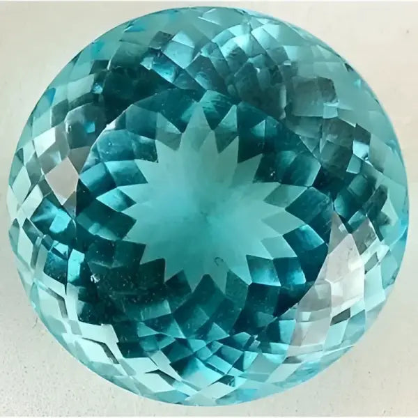 Topaze bleu suisse ronde a facettes 23.31x23.20x16.71 mm 72.00 carats avec cerificat