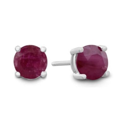 Boucles d'oreilles en argent et rubis naturel