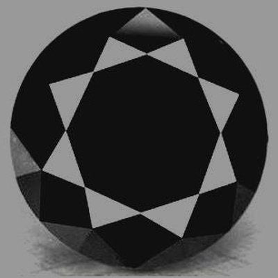 Diamant noir rond a facettes 1.00 carat 6.60 mm