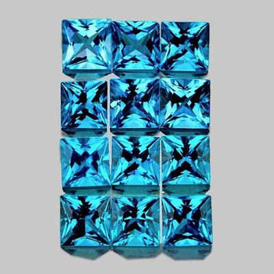 Topaze bleu suisse naturelle carrée 4 mm 0.35 carat