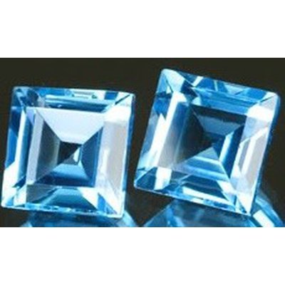 Topaze bleu suisse naturelle carrée 7 mm 2.00 carats