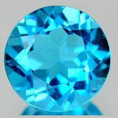 Topaze bleu suisse ronde a facettes 12 mm 7.00 carats