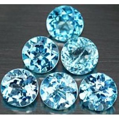Topaze bleu suisse ronde a facettes 6 mm 1.10 carats