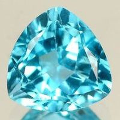 Topaze bleu suisse trilliant a facettes 6 mm 0.80 carat