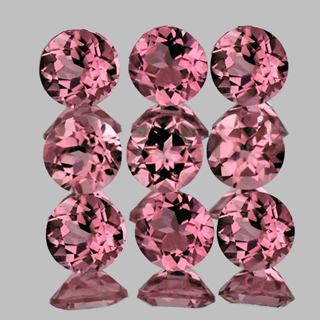 Tourmaline rose ou rubellite ronde a facettes 3 mm 0.10 carat