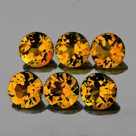 Tourmaline jaune or ronde a facettes 4 mm 0.30 carat