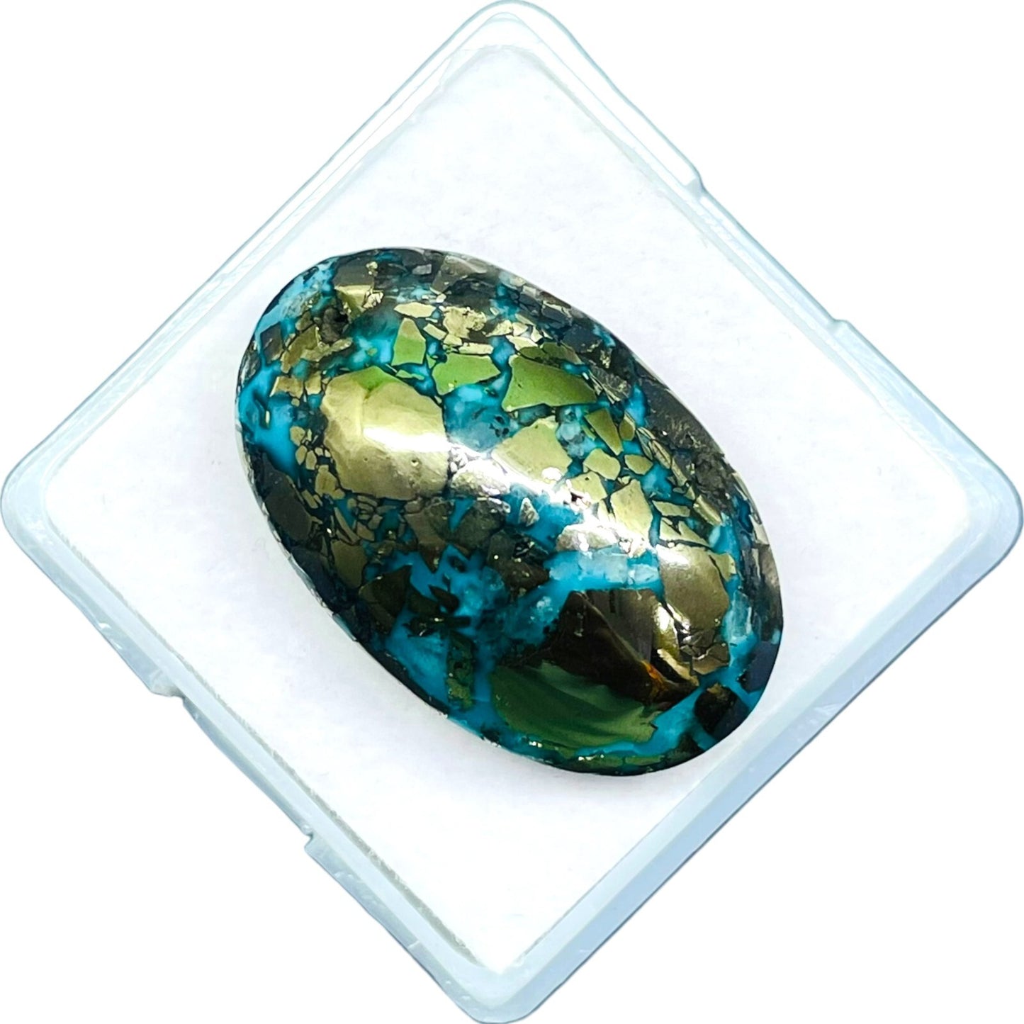 Turquoise naturelle cabochon ovale – 31.55 carats – pierre unique