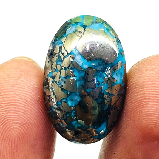 Turquoise naturelle cabochon ovale – 31.55 carats – pierre unique