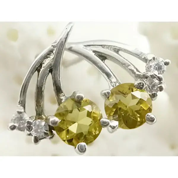 Boucles d'oreilles en argent et citrine ronde 4x4 mm