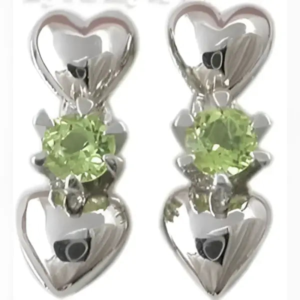 Boucles d'oreilles en argent et peridot naturel rond 3x3 mm