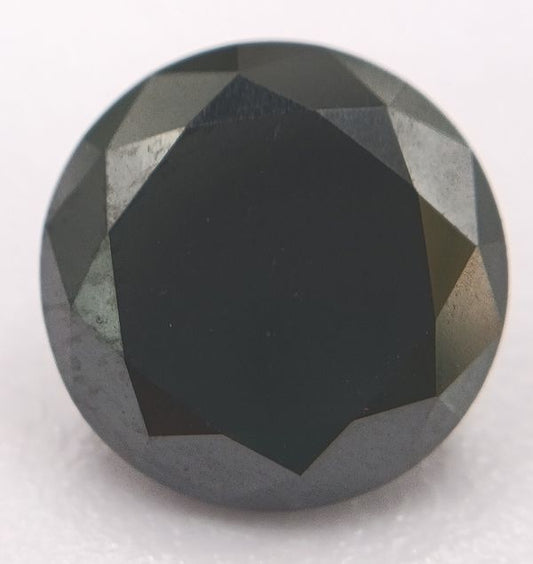 Diamant noir rond a facettes 11.0x10.9x7.0  mm 5.05 carats 1