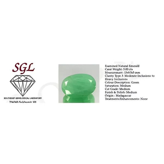Émeraude naturelle ovale a facettes 13x9.5x5 mm 5.00 carats avec certificat