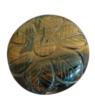 Oeil de tigre rond sculptéé  33.4x9.6 mm  90.2 carats