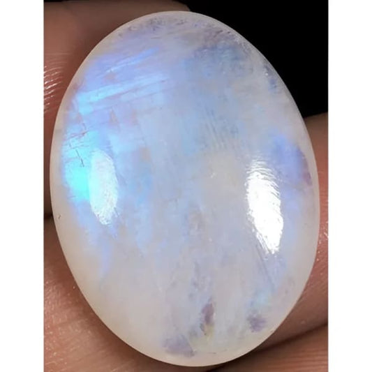 Pierre de lune naturelle ovale cabochon 28.4x21.2x7.4 mm 34.90 carats
