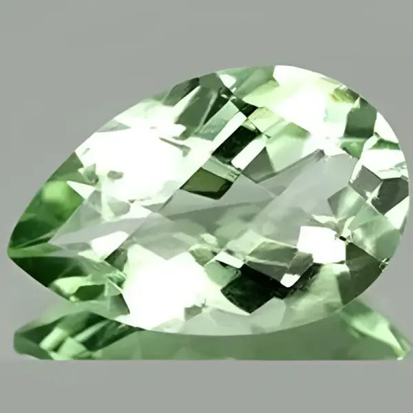 Prasiolite naturelle poire a facettes 16x12 mm 6.80 carats