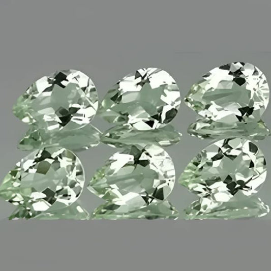 Prasiolite naturelle poire a facettes 7x5 mm 0.74 carat