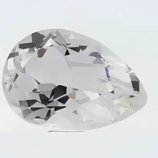 Quartz blanc poire a facettes 18x13 mm 12.00 carats
