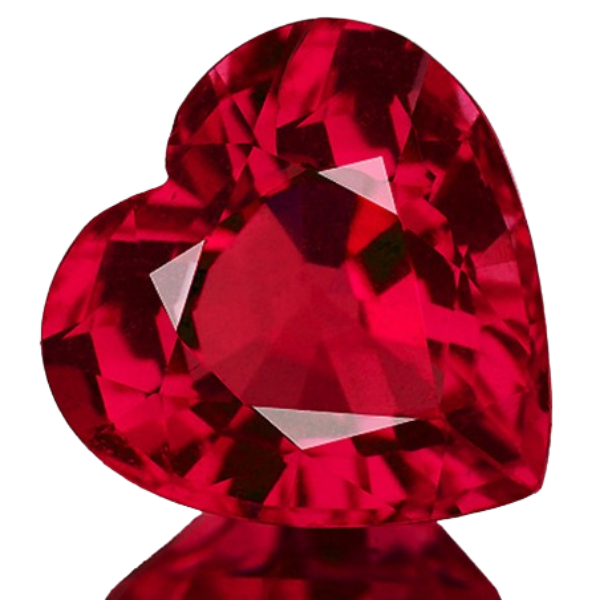 Rubis du Mozambique naturel taille coeur a facettes 6x6 mm 1.00 carat