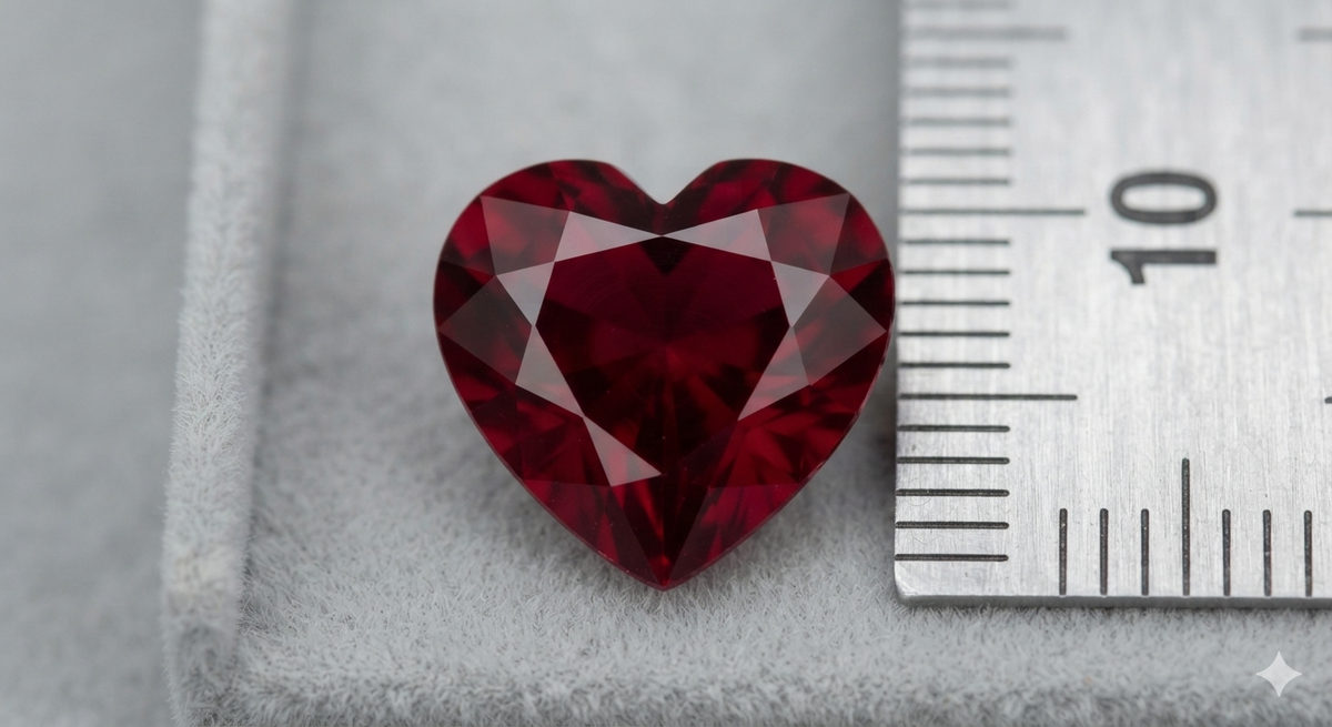Rubis verneuil coeur a facettes 10x10 mm 4.60 carats