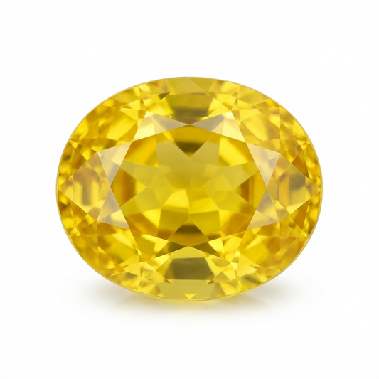 Saphir jaune synthetique verneuil taille ovale  facettes de 7x5 mm à 14x10 mm