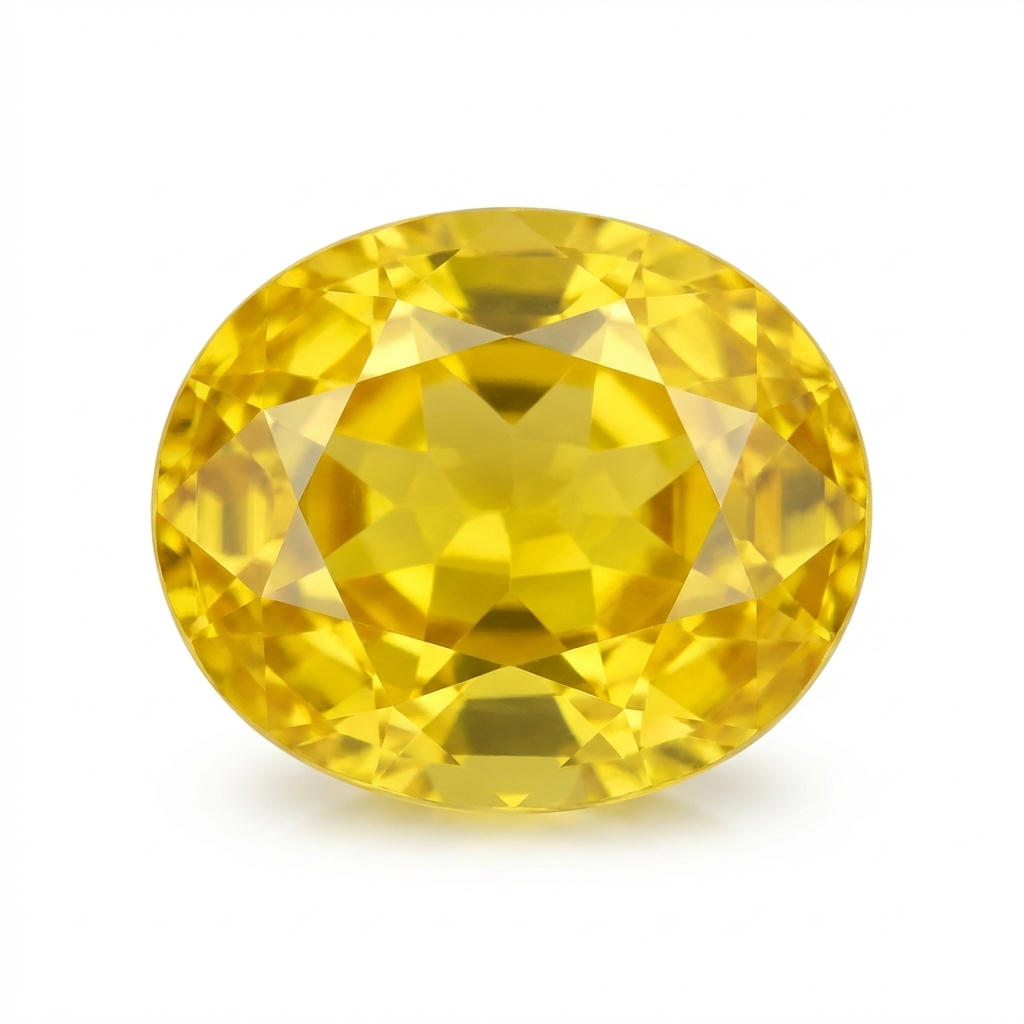 Saphir jaune synthetique verneuil taille ovale facettes de 7x5 mm à 14x10 mm
