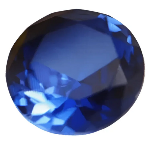 Saphir synthétique verneuil taille ronde à facettes 5x5 mm 0.60 carat