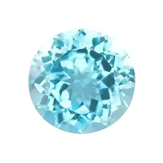 Topaze bleu ciel ronde a facettes 12 mm 7.40 carats