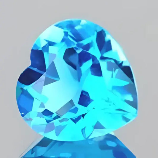 Topaze bleu suisse coeur a facettes 10x10 mm 4.00 carats