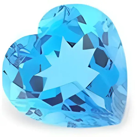 Topaze bleu suisse coeur a facettes 6x6 mm 0.90 carat