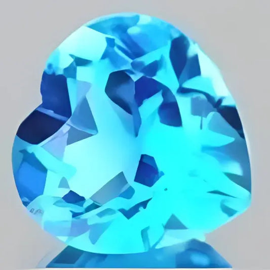 Topaze bleu suisse coeur a facettes 7x7 mm 1.55 carat