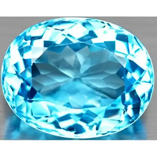 Topaze bleu suisse ovale a facettes 16x12 mm 12 carats