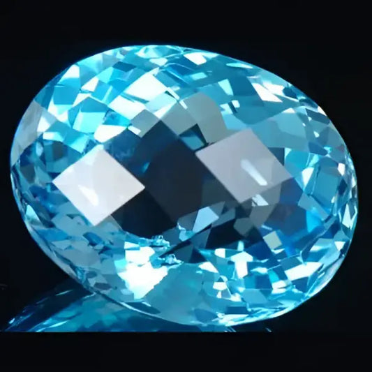 Topaze bleu suisse ovale a facettes 25x21x16 mm 60.80 carats