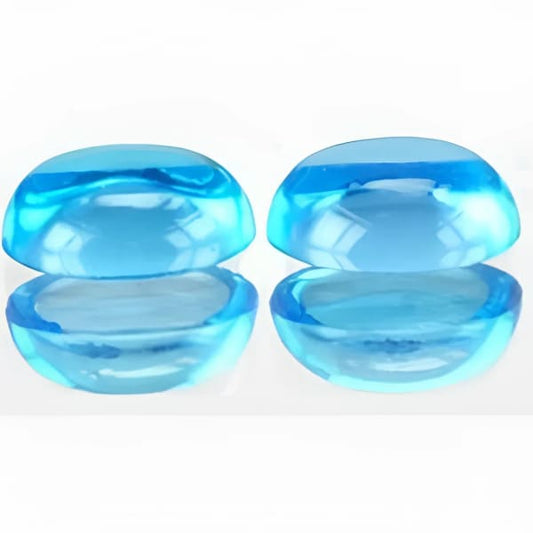 Topaze bleu suisse ovale cabochon 8x6 mm 1.50 carat