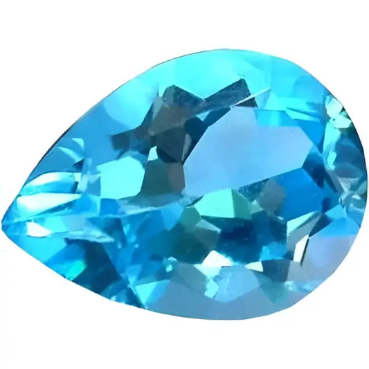 Topaze bleu suisse poire a facettes 10x7 mm 2.10 carats