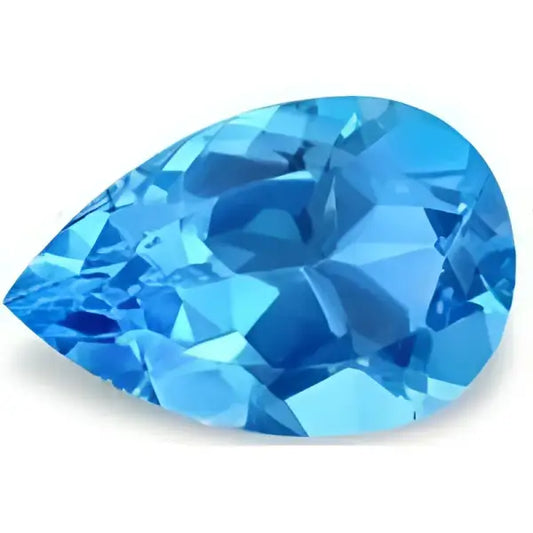Topaze bleu suisse poire a facettes 8x5 mm 1.00 carat
