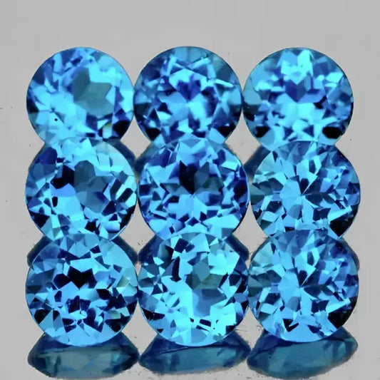 Topaze bleu suisse ronde a facettes 5 mm 0.62 carat