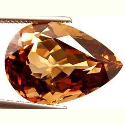 Topaze champagne poire 18x13.10x8.40 mm 12.92 carats avec certificat